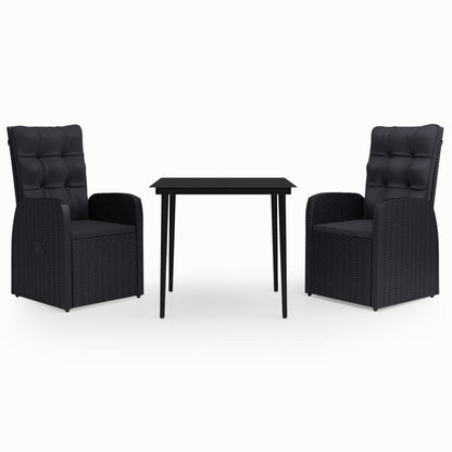 Garden Dining Set Black with Black Cushions