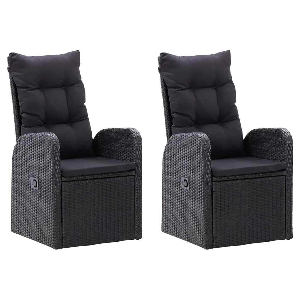Garden Dining Set Black with Black Cushions