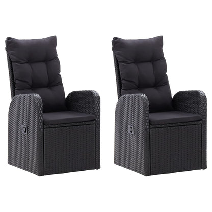 Garden Dining Set Black with Black Cushions