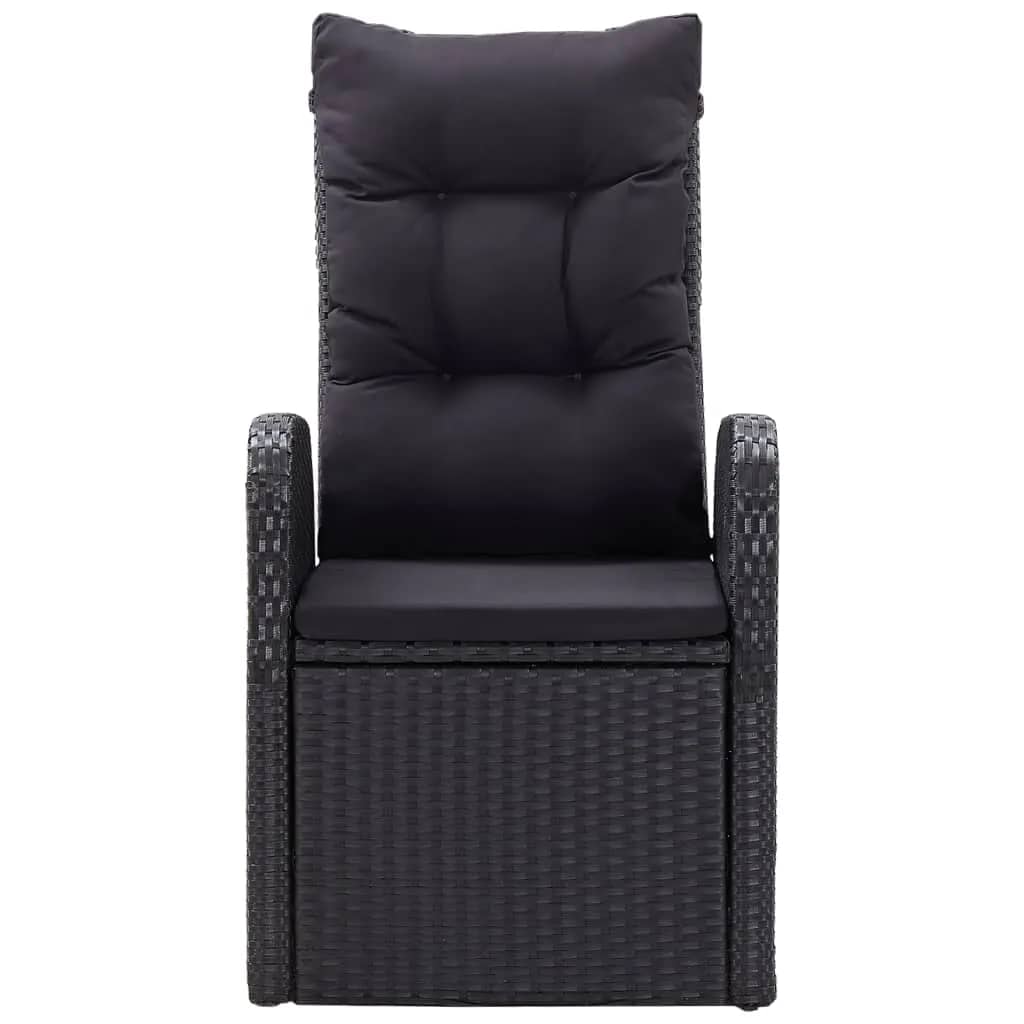 Garden Dining Set Black PE Rattan, Powder-Coated Steel, Glass