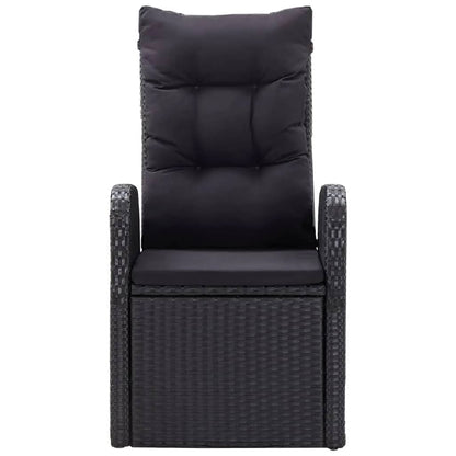 Garden Dining Set Black PE Rattan, Powder-Coated Steel, Glass