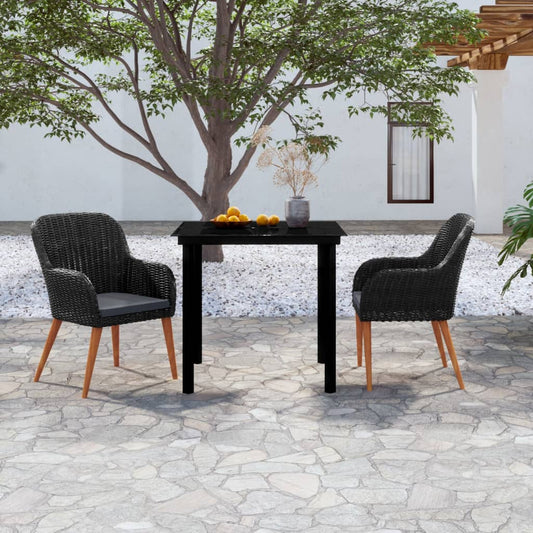 Garden Dining Set Black, Dark Grey