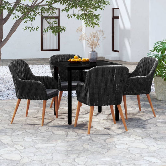 Garden Dining Set Black, Dark Gray