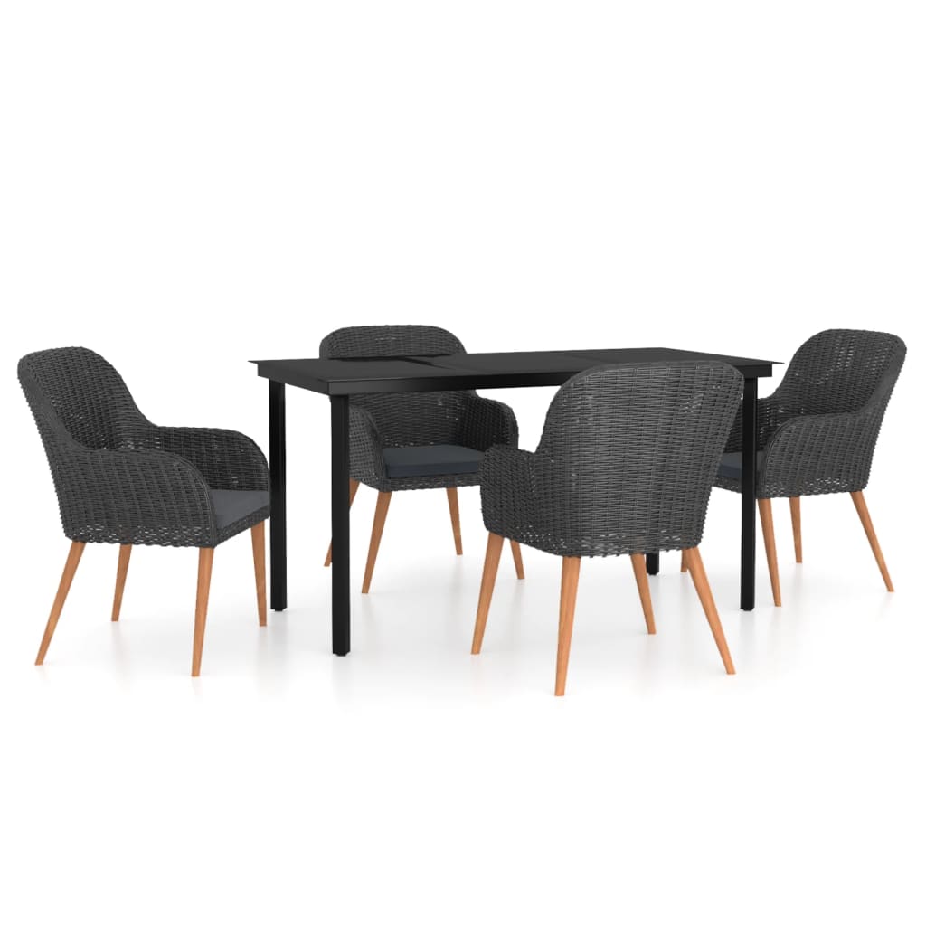 Garden Dining Set Black, Dark Grey