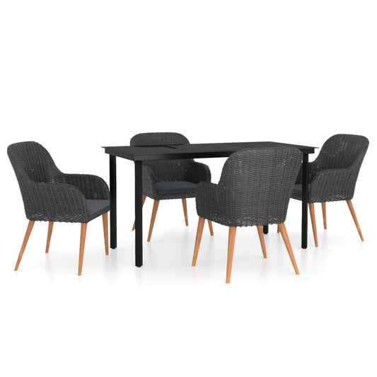 Garden Dining Set Black, Dark Grey