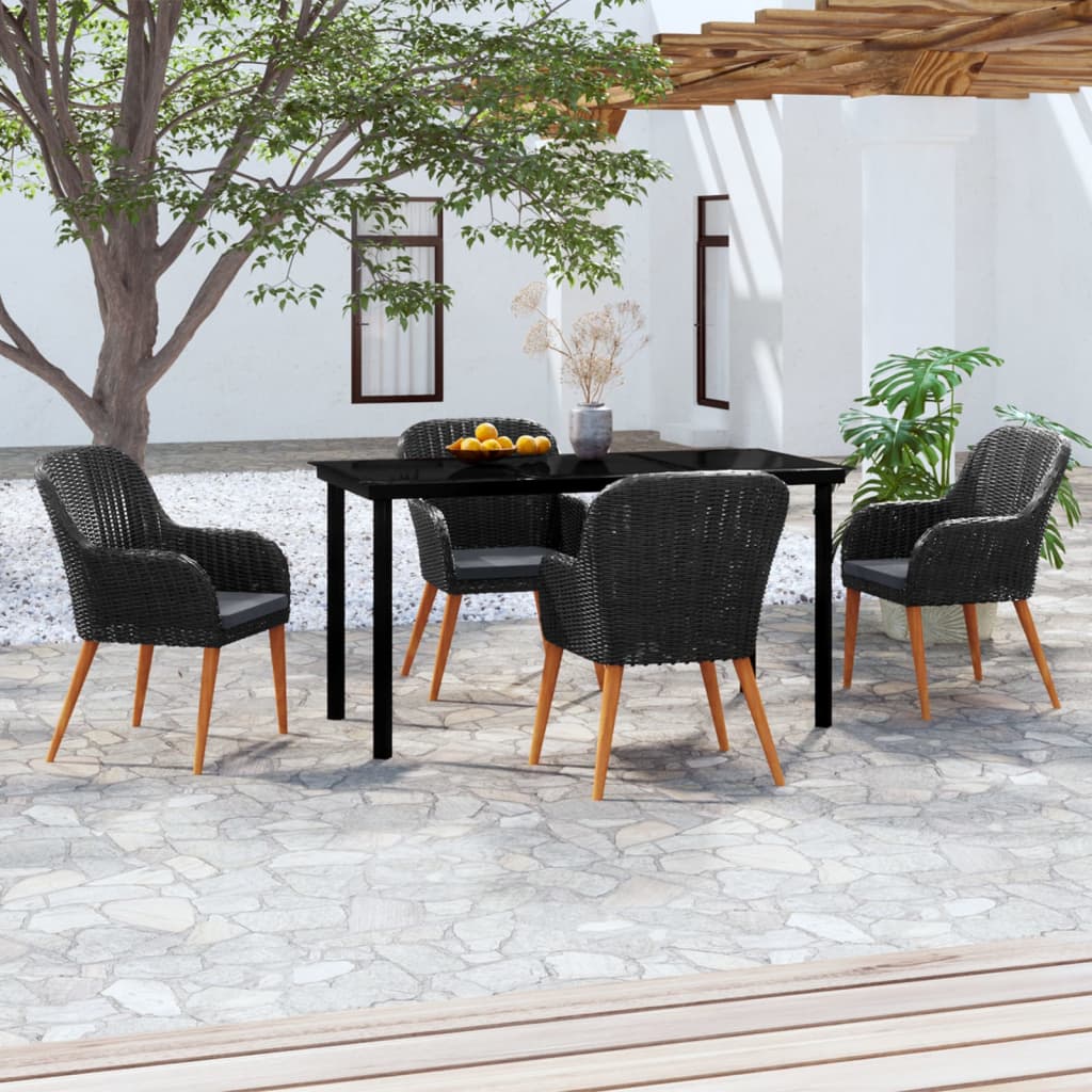 Garden Dining Set Black, Dark Grey