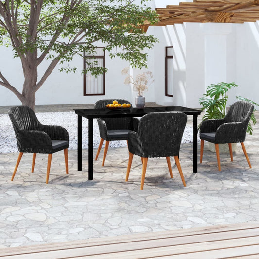 Garden Dining Set Black, Dark Grey