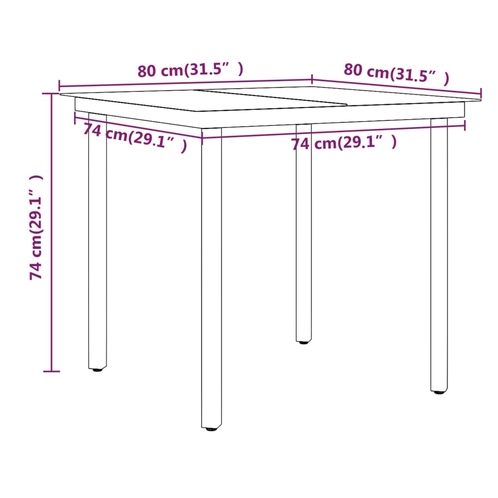 5 Piece Patio Dining Set with Cushions Brown