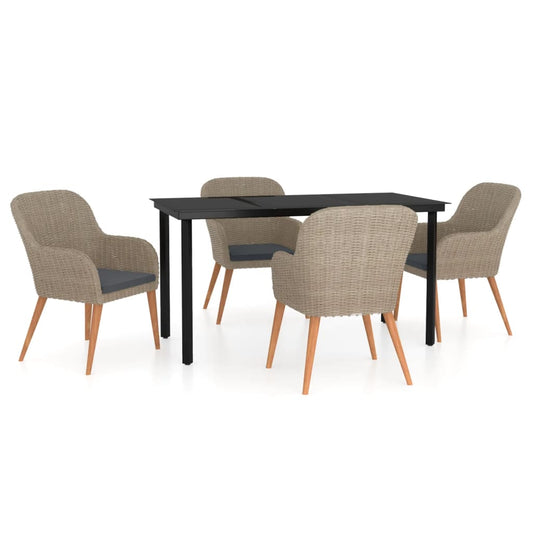 Garden Dining Set Brown and black Poly rattan Medium