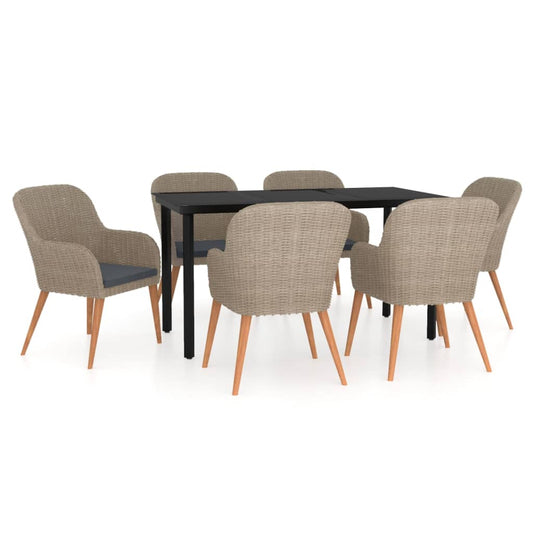Garden Dining Set Brown and black