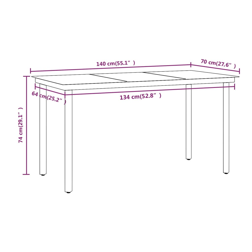 Garden Dining Set Brown and black