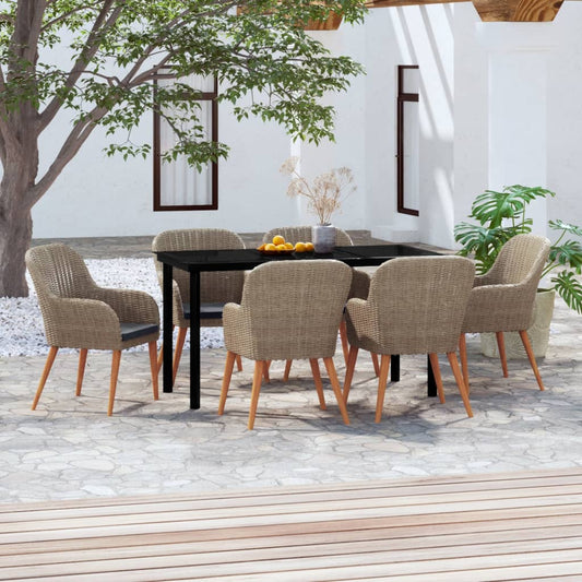 Garden Dining Set Brown and black