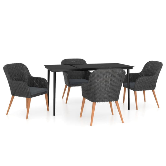 Garden Dining Set Black