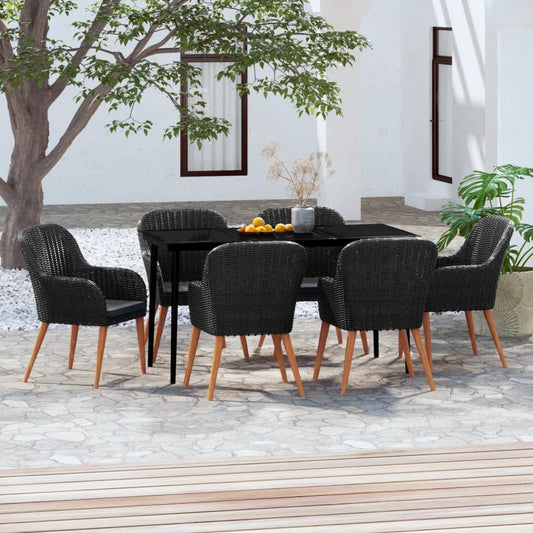 Garden Dining Set Black