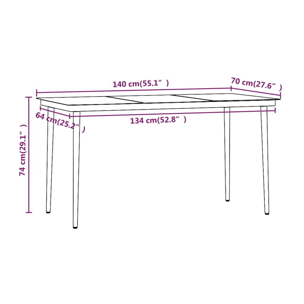 Garden Dining Set Brown