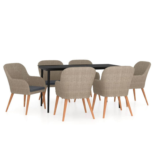 Garden Dining Set Brown and Black