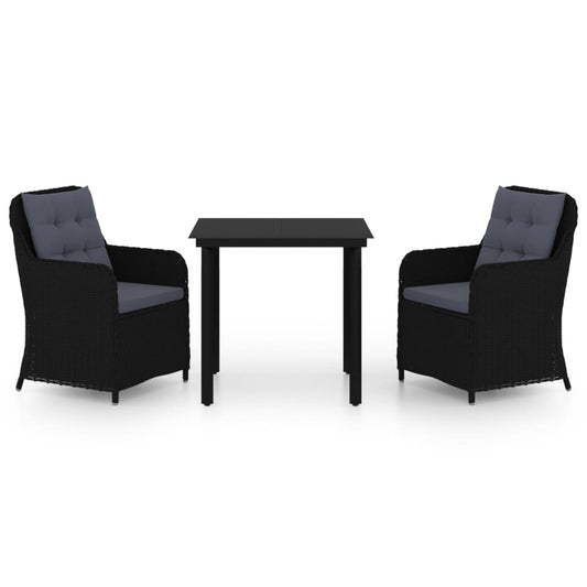 Garden Dining Set Black Powder-coated steel 3 Piece Set