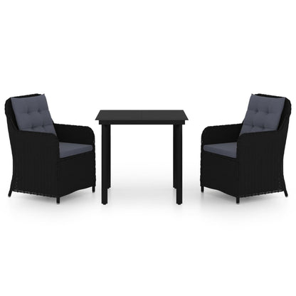 Garden Dining Set Black Powder-coated steel 3 Piece Set