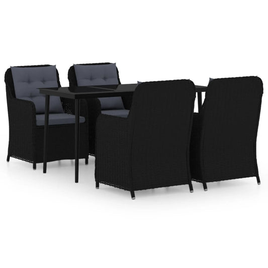Garden Dining Set Black Powder-coated steel 5 Piece Set