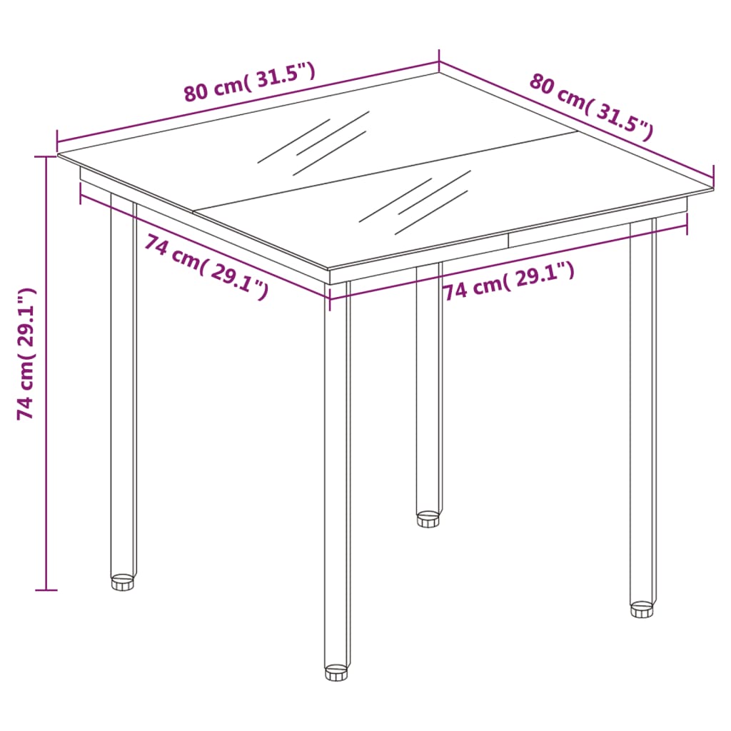 Garden Dining Set Dark Grey Powder-coated steel Medium