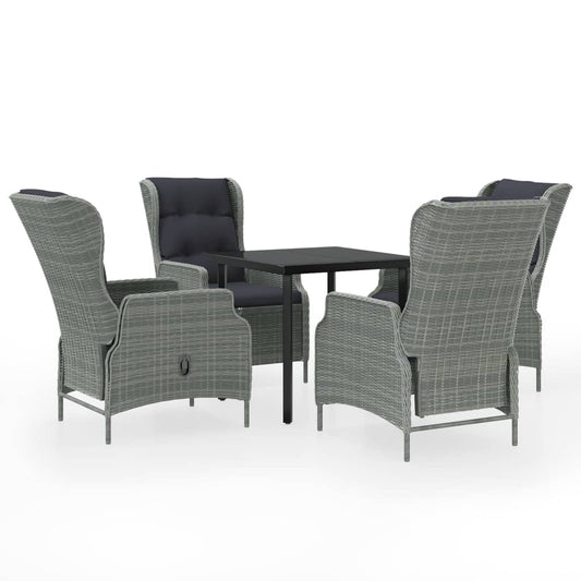 Garden Dining Set Light Grey, Black