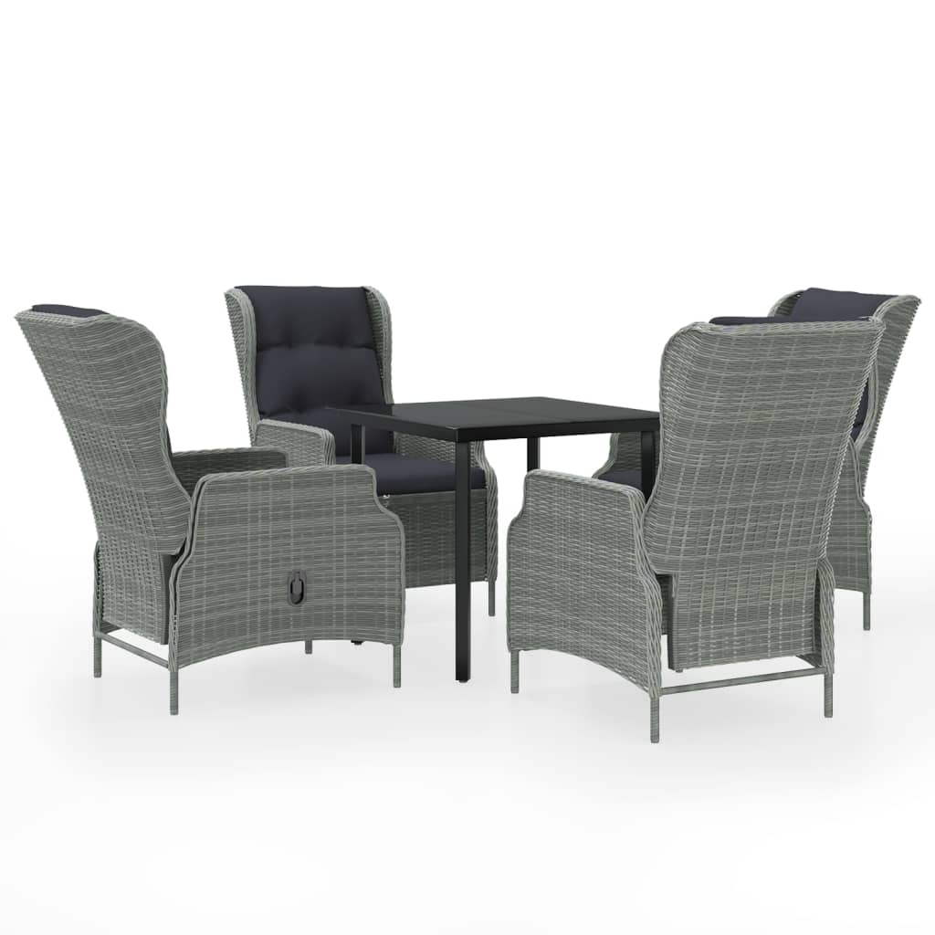 Garden Dining Set Light Grey, Black