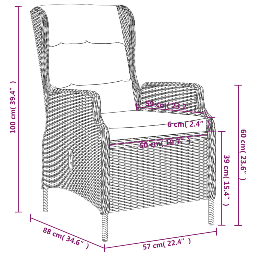 Garden Dining Set Light Grey, Black