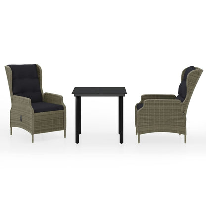 Garden Dining Set Brown Powder-coated steel 3 piece set