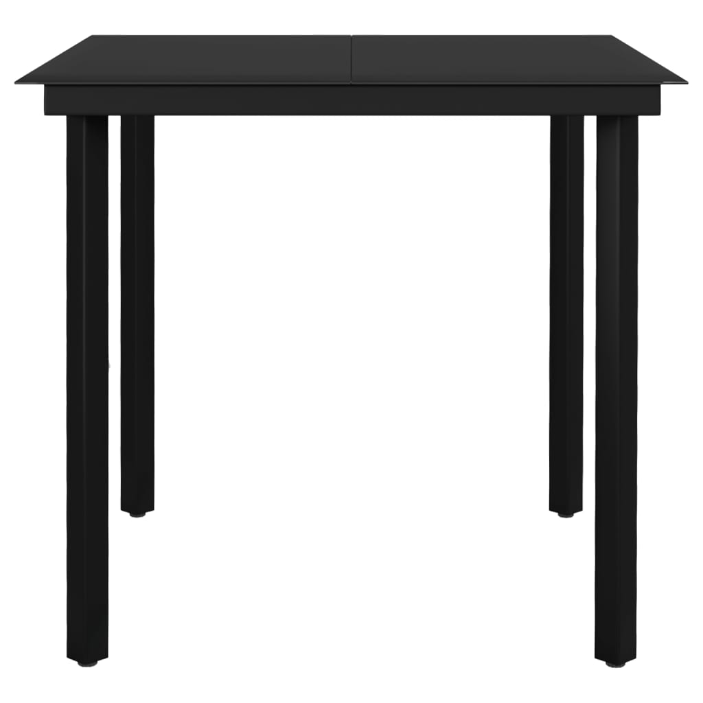 Garden Dining Set Brown PE Rattan, Powder-coated steel, Glass