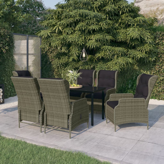 Garden Dining Set Brown, Black