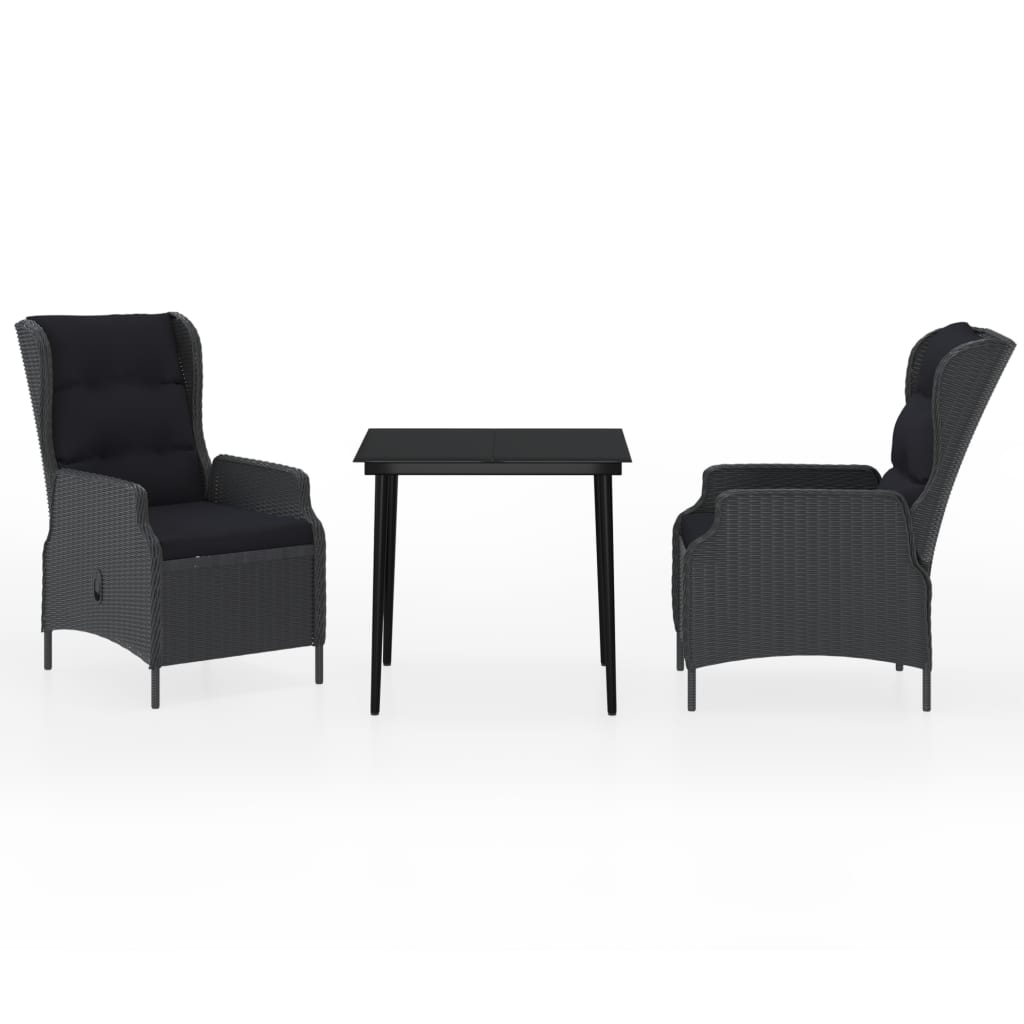 Garden Dining Set Dark Grey Powder-Coated Steel Compact
