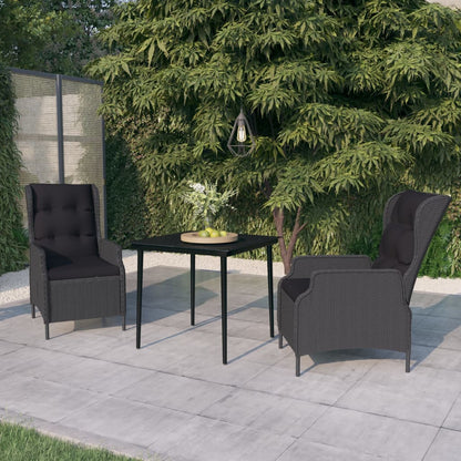 Garden Dining Set Dark Grey Powder-Coated Steel Compact
