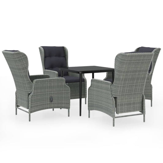 Garden Dining Set Light Grey, Black