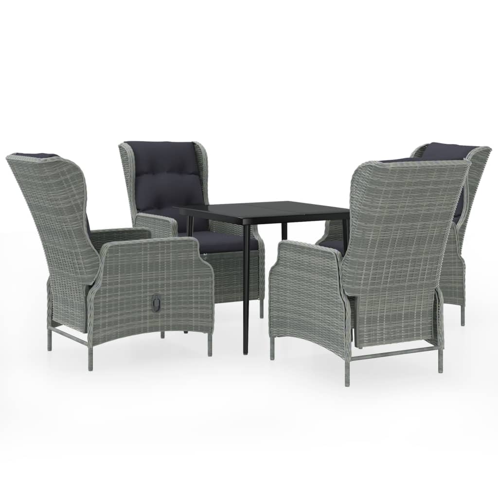 Garden Dining Set Light Grey, Black