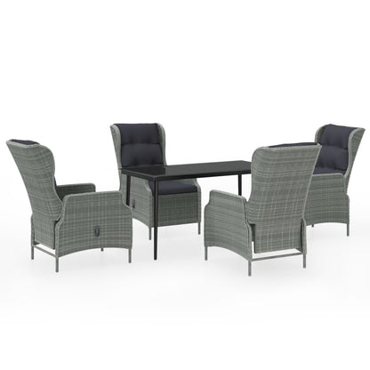 Garden Dining Set Light grey and black