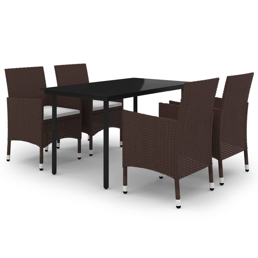Garden Dining Set Brown, Cream white, Black