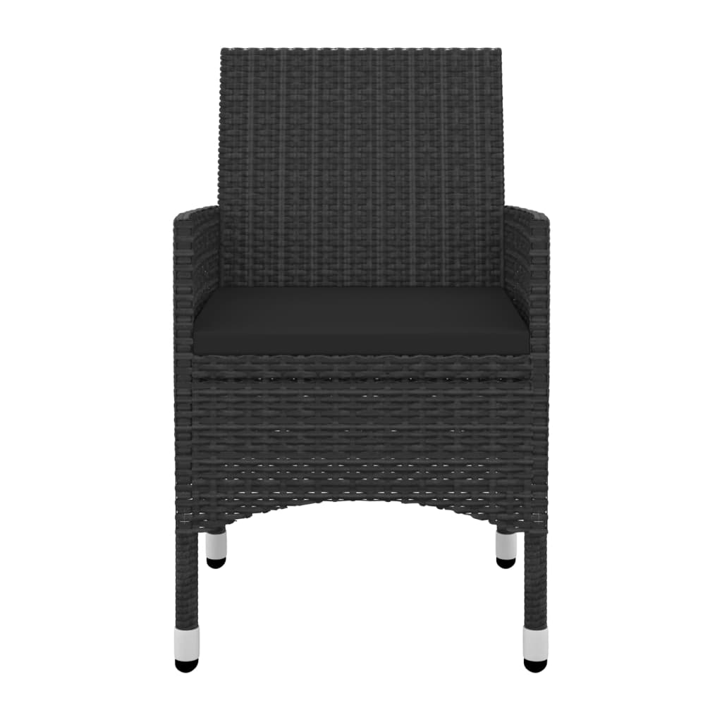 Garden Dining Set Black PE Rattan, Steel, Glass Standard Durable