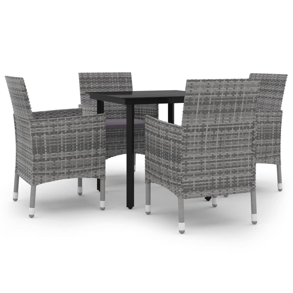 Garden Dining Set Grey PE rattan 5 Piece Durable