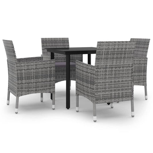 Garden Dining Set Grey PE rattan 5 Piece Durable