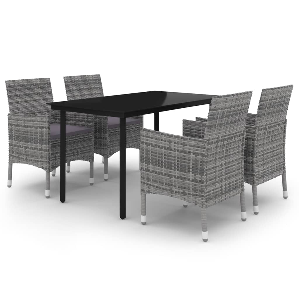 Garden Dining Set Grey, Dark Grey, Black