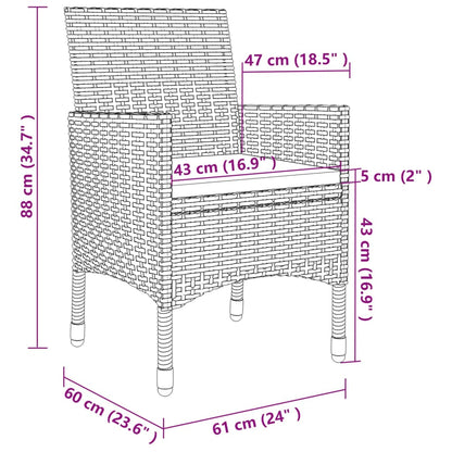 Garden Dining Set Grey, Dark Grey, Black