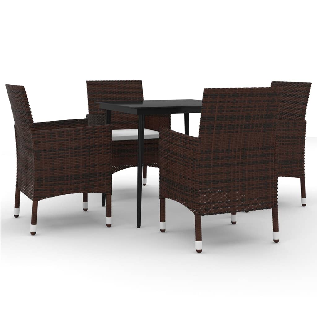 Garden Dining Set Brown PE Rattan Medium Seats Many