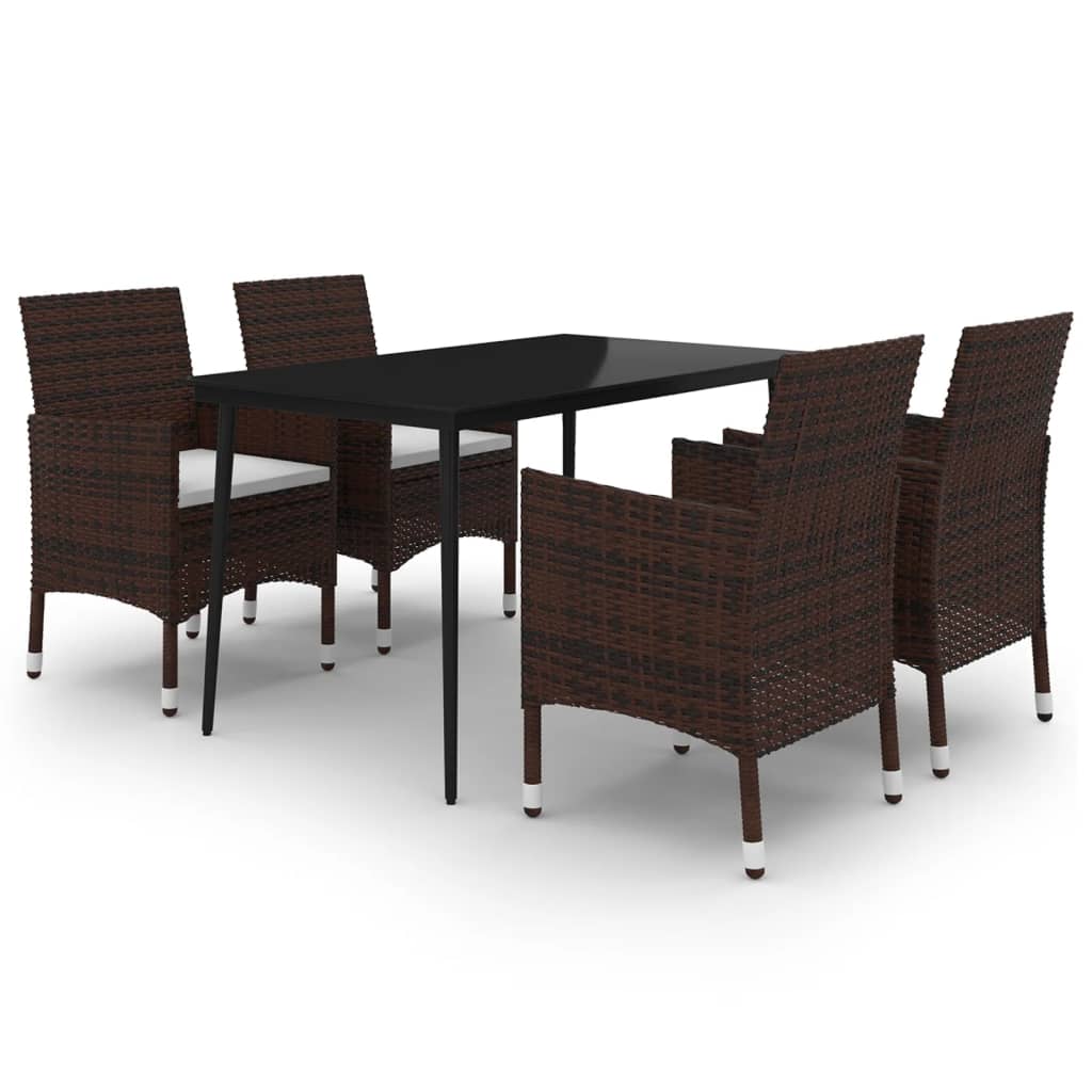 Garden Dining Set Brown PE rattan 5 Piece Set