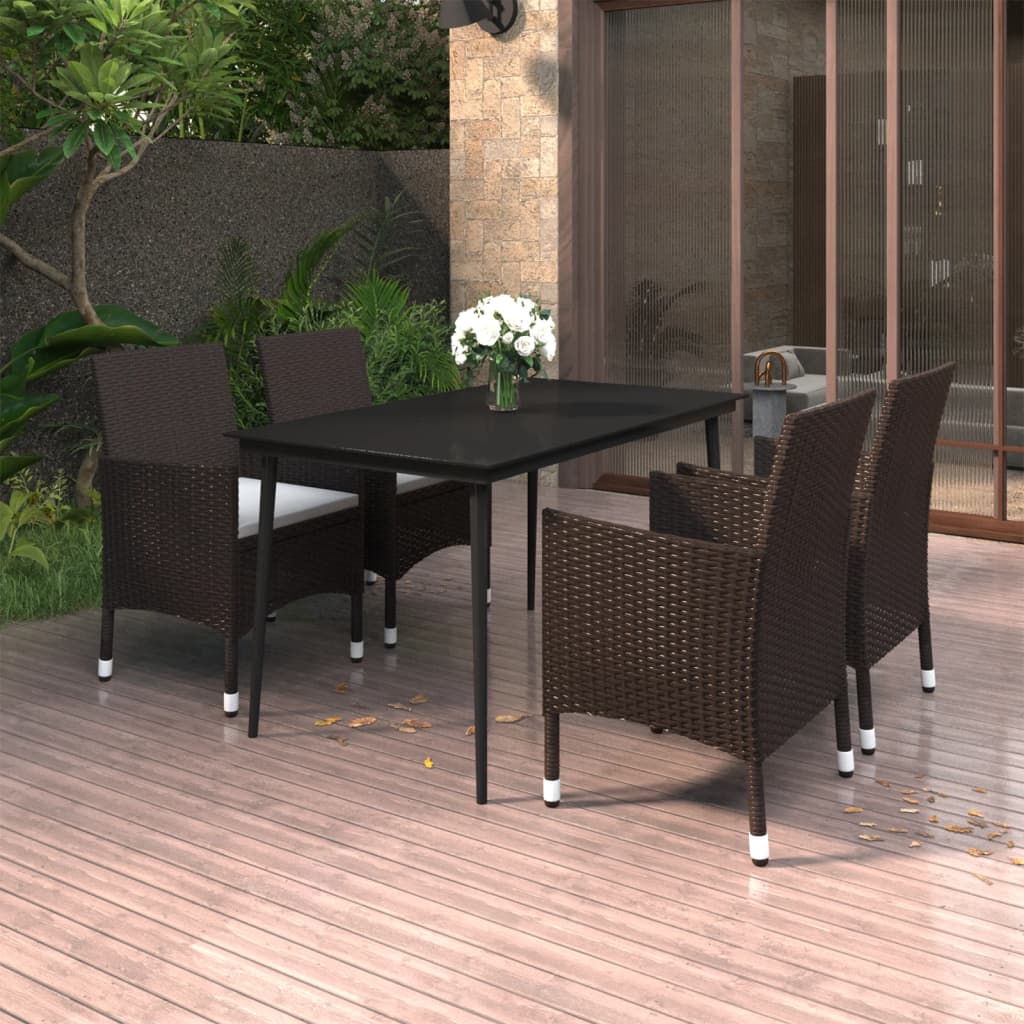 Garden Dining Set Brown PE rattan 5 Piece Set