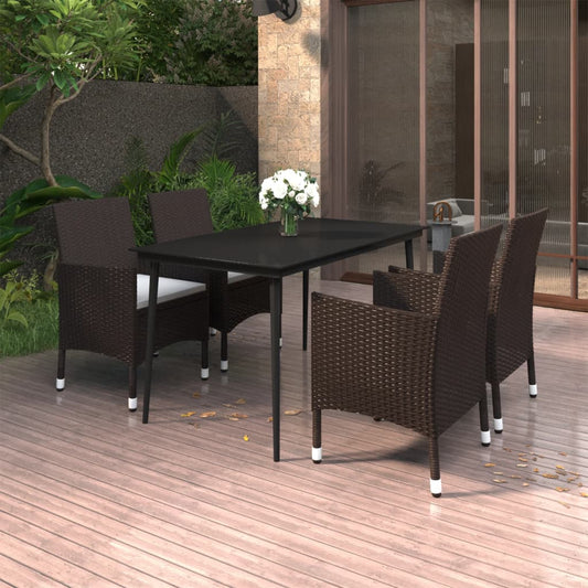 Garden Dining Set Brown PE rattan 5 Piece Set