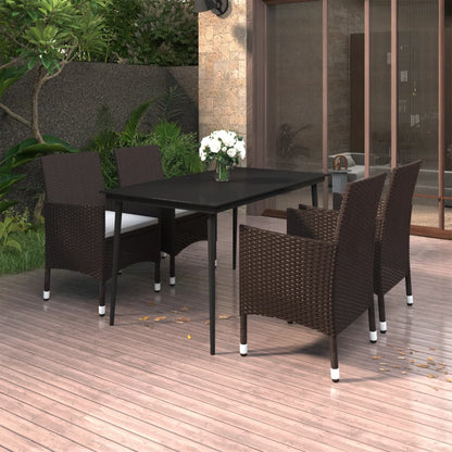 Garden Dining Set Brown PE rattan 5 Piece Set
