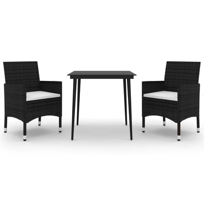 Garden Dining Set Black PE rattan Medium Durable