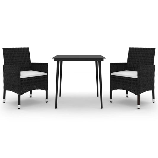 Garden Dining Set Black PE rattan Medium Durable