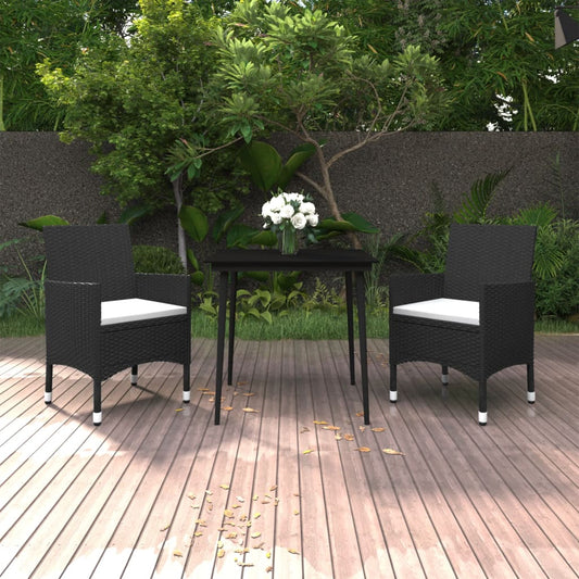 Garden Dining Set Black PE rattan Medium Durable