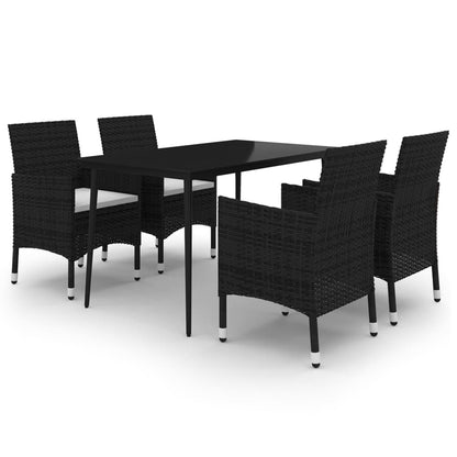 Garden Dining Set Black PE rattan Medium Tough